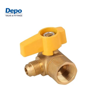1/2" Poj Niam X 3/8" Flare Angle Brass Gas Pob Valve Nrog T Handle