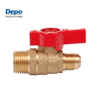 Brass Gas Flare Ball Valve Txiv neej Xov tooj dag Valve Nrog Npauj Npaim kov